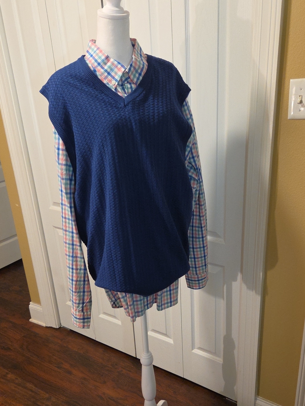 Men's V-Neck Sweater Vest in Navy - Classic Layering Piece